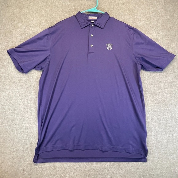 Peter Millar Summer Comfort Polo Shirt Men Large Purple Forsyth Bagpiper Tourney - Picture 1 of 11